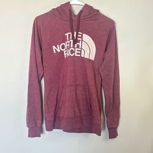The North Face Womens Hoodie Maroon Burgundy Half Dome Logo Pullover Small
